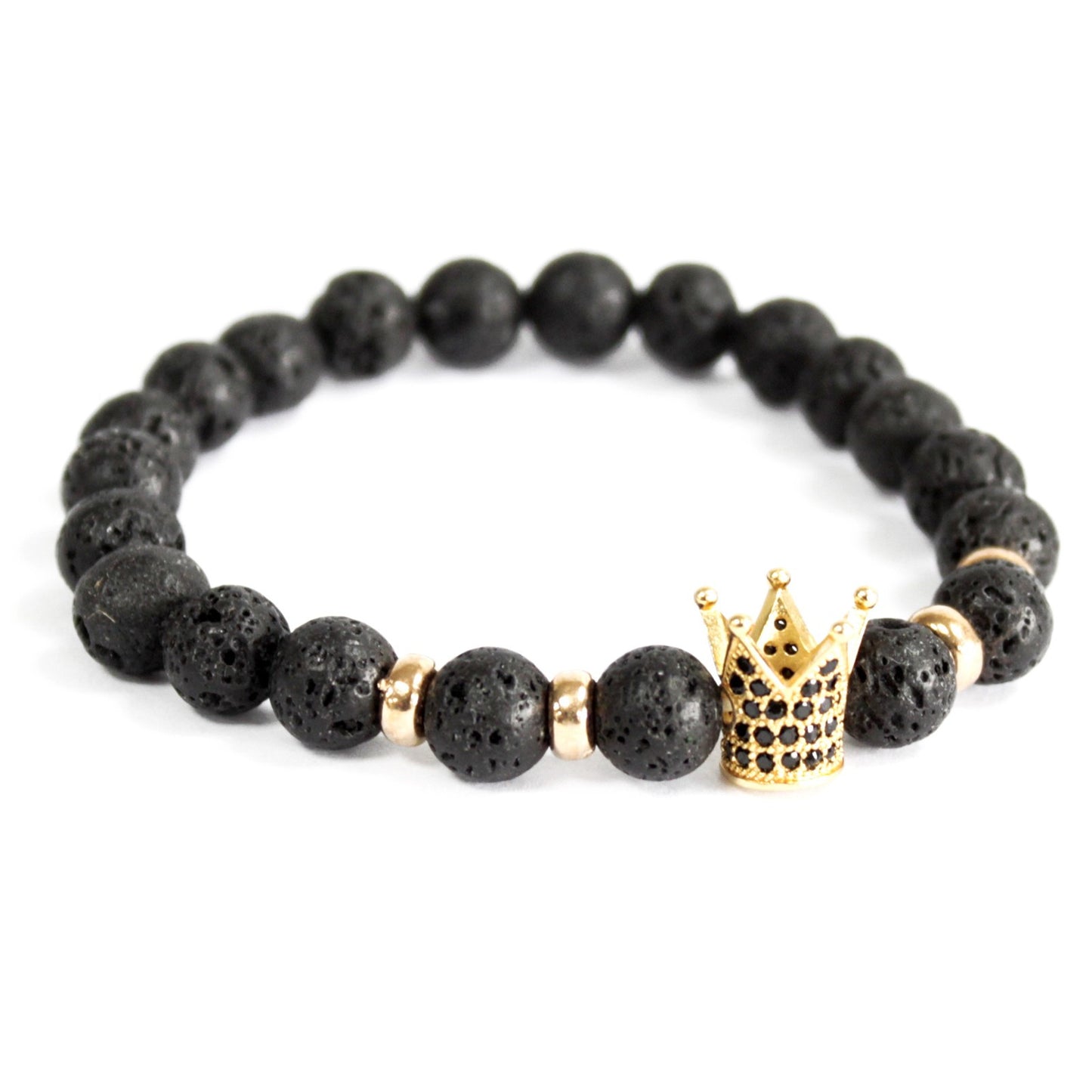 Bracelet Pierre Fine - Couronne Dorée-Pierre de Lave