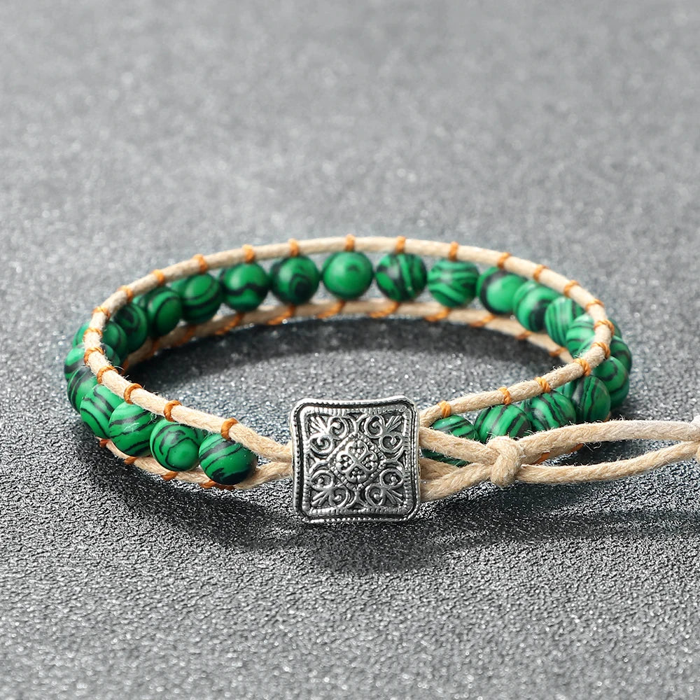 Bracelet hippie Vintage Artisanal – Perles de Yoga & Pierre Naturelle
