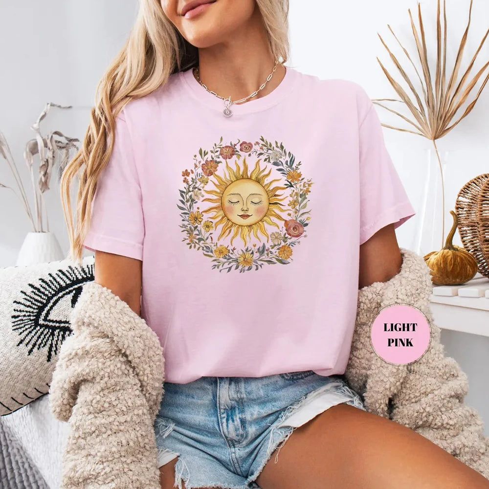 T-shirt Bohème Soleil Spirituel – Vintage & Confort Absolu
