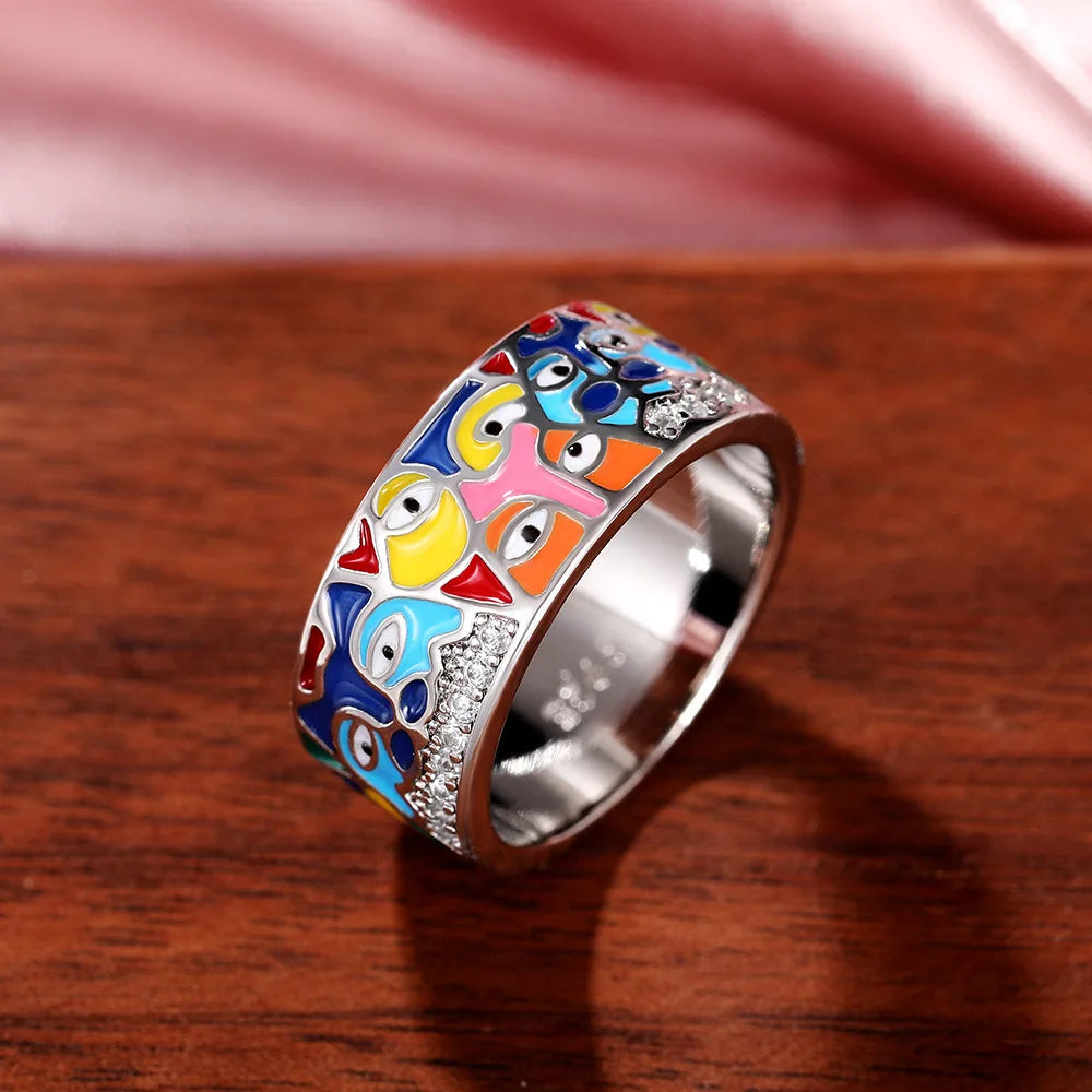 Bague Femme Email Feuillage Vert – Fait Main, Luxe et Élégance