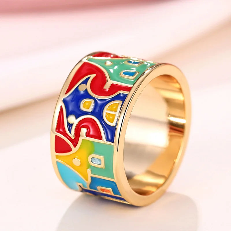 Bague Femme Email Feuillage Vert – Fait Main, Luxe et Élégance