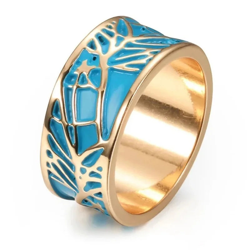 Bague Femme Email Feuillage Vert – Fait Main, Luxe et Élégance