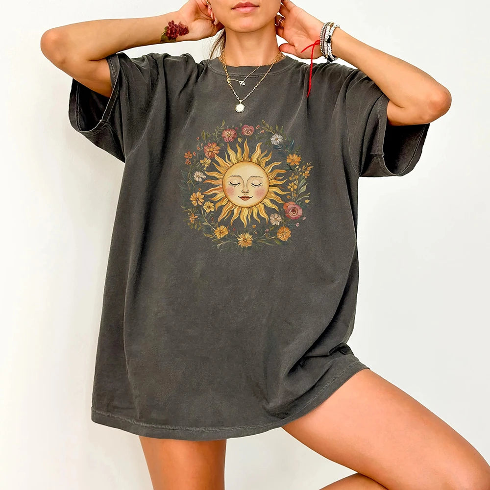 T-shirt Bohème Soleil Spirituel – Vintage & Confort Absolu