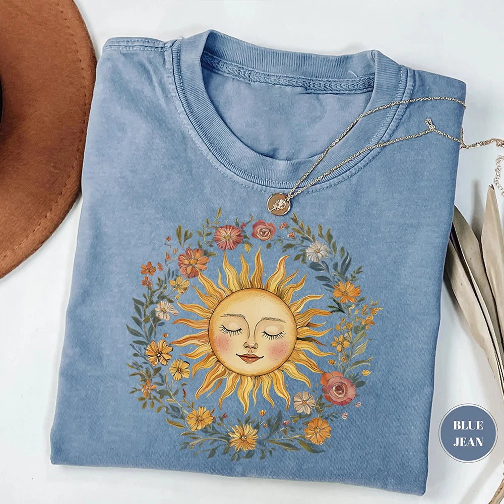 T-shirt Bohème Soleil Spirituel – Vintage & Confort Absolu