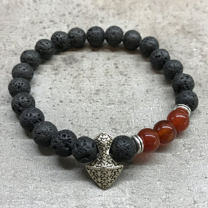 Bracelet Pierre de Lave – Tête de Hache Cornaline.