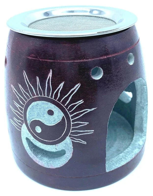 Brûleur d’Huile en Pierre – Motif Yin-Yang Soleil – 10 cm
