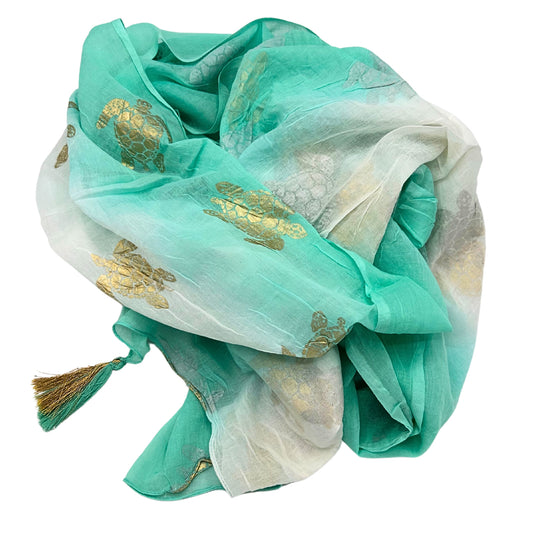 Paréo Turquoise - Poissons Dorés