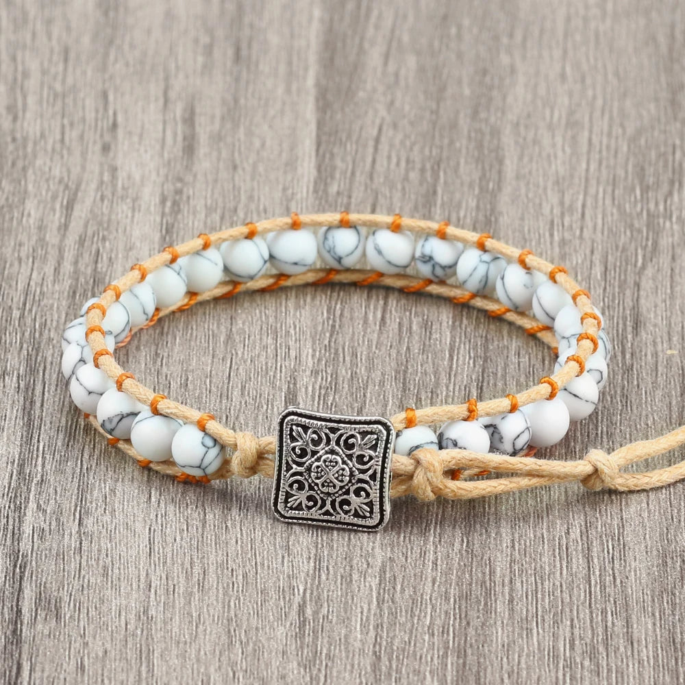 Bracelet hippie Vintage Artisanal – Perles de Yoga & Pierre Naturelle