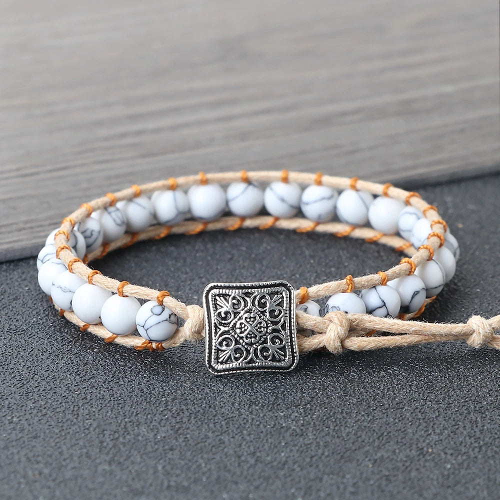 Bracelet hippie Vintage Artisanal – Perles de Yoga & Pierre Naturelle