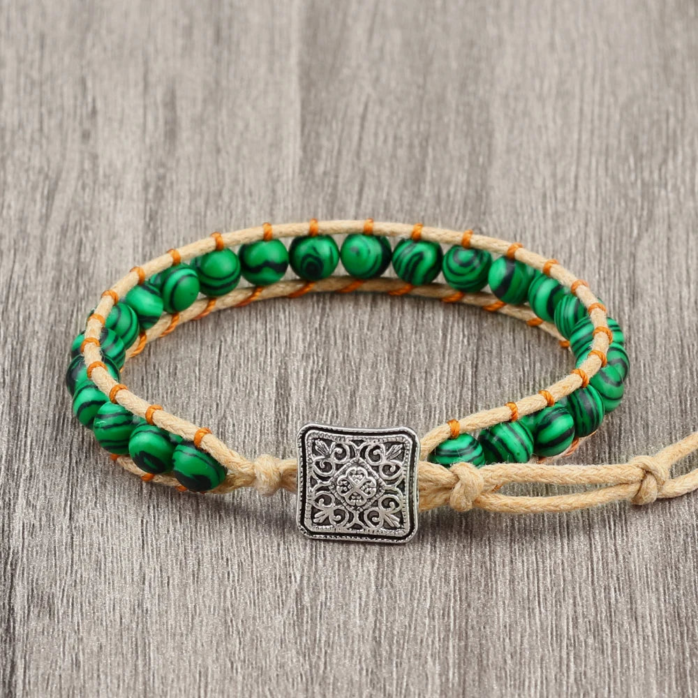 Bracelet hippie Vintage Artisanal – Perles de Yoga & Pierre Naturelle