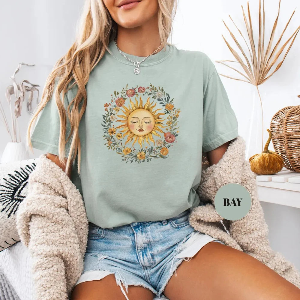 T-shirt Bohème Soleil Spirituel – Vintage & Confort Absolu