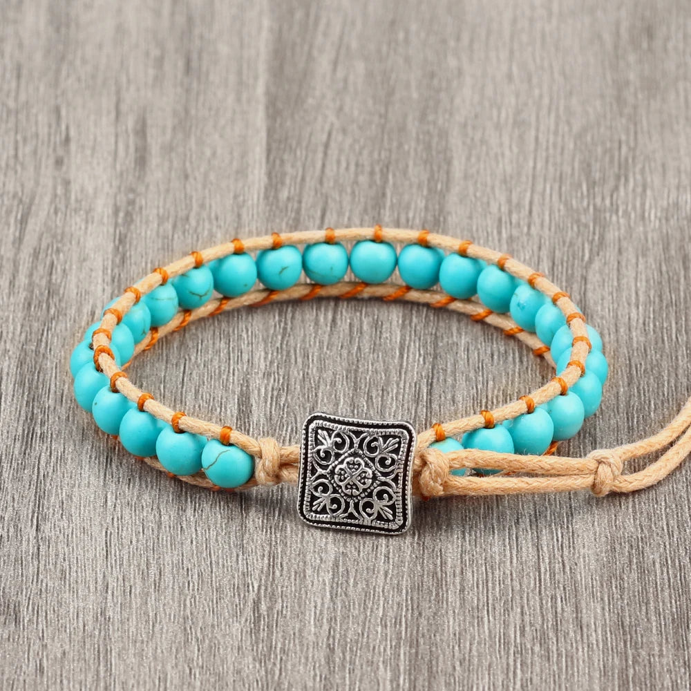 Bracelet hippie Vintage Artisanal – Perles de Yoga & Pierre Naturelle